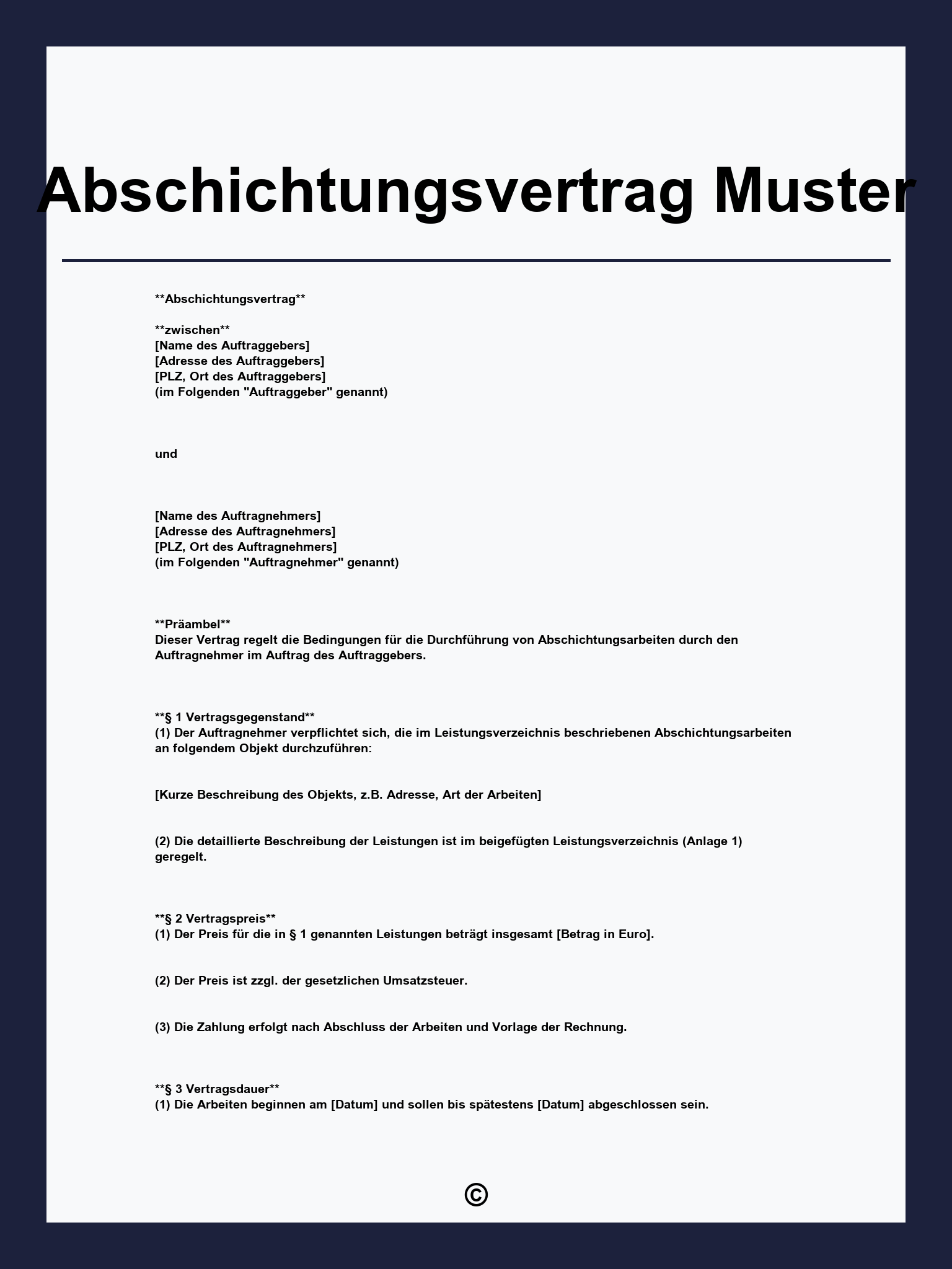 Abschichtungsvertrag Muster