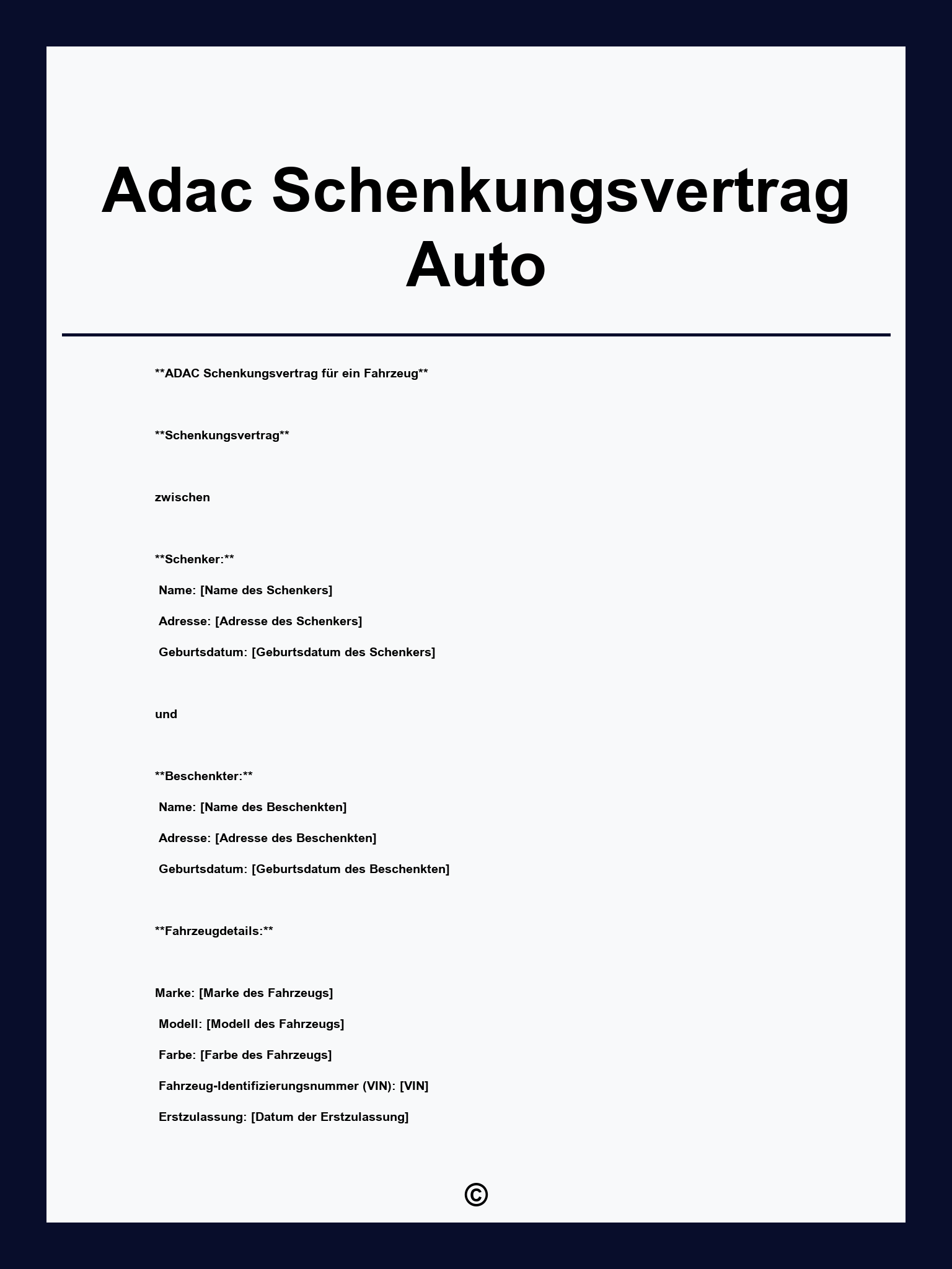 Adac Schenkungsvertrag Auto