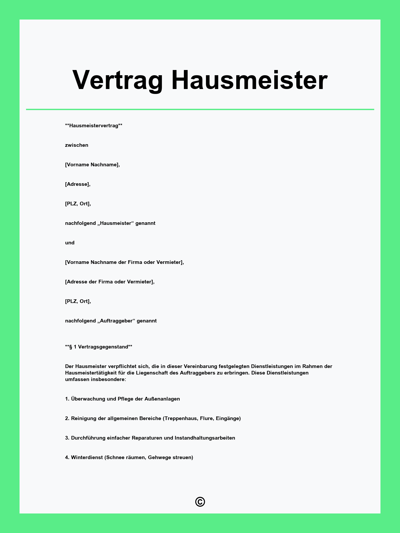 Vertrag Hausmeister
