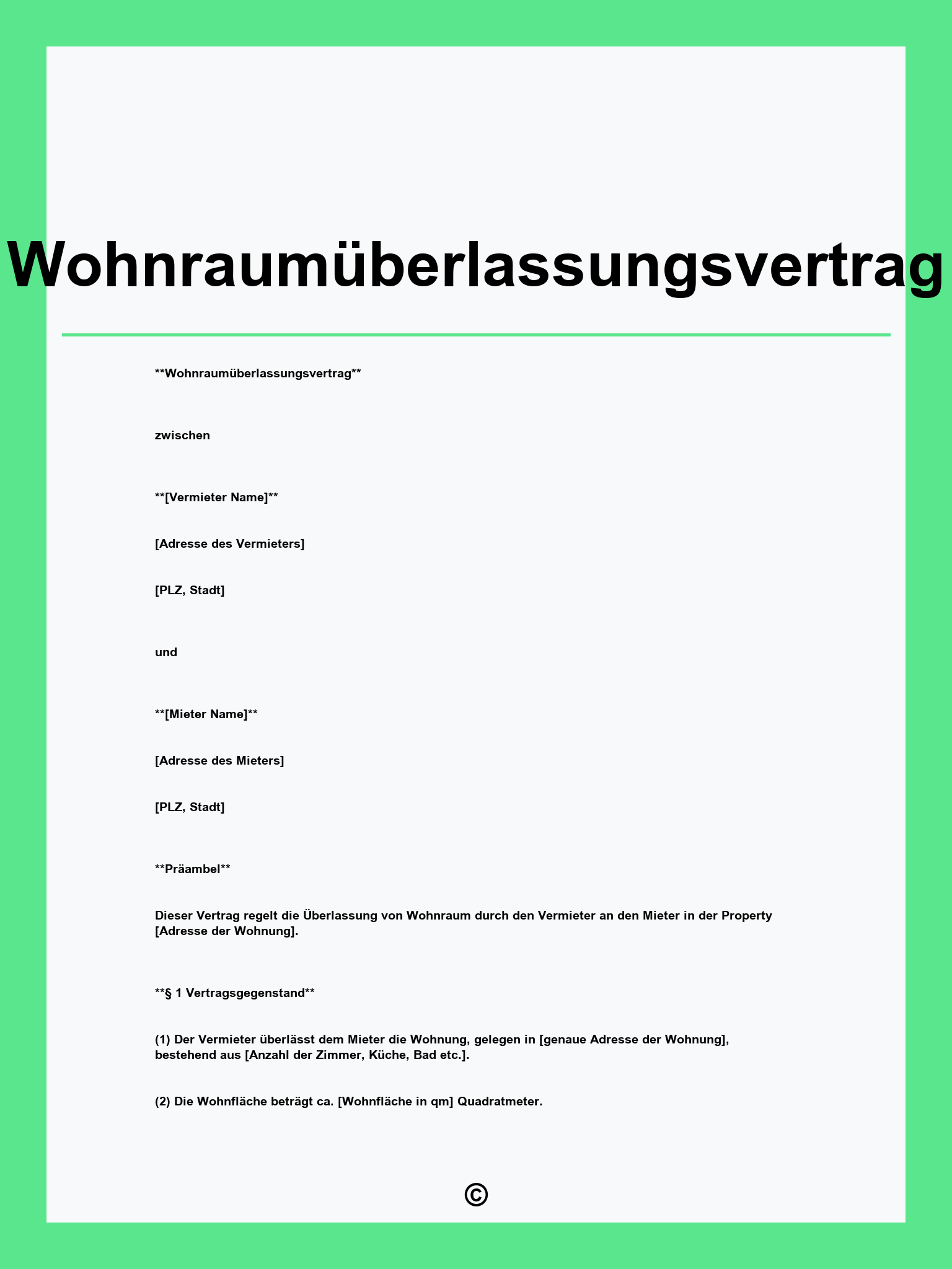 Wohnraumüberlassungsvertrag